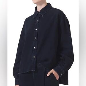 Agolde Aiden High Low Shirt in Dispute Large $275